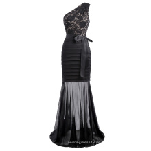 Kate Kasin Sexy Frauen eine Schulter Meerjungfrau Silhouette Schwarze Spitze Lange Prom Party Kleid KK001057-1